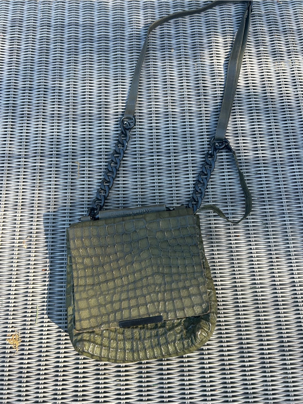 Daniella Lehavi Olive Croco Embossed Crossbody Bag